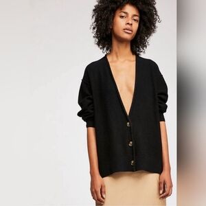 NWOT Free People Schoolboy Button 100%Cashmere Cardi XS Blk Pls Read Repaired